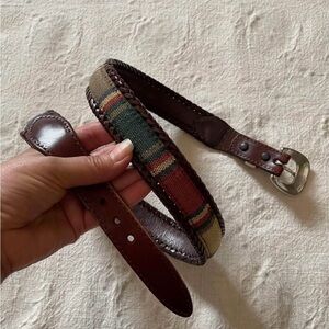 VINTAGE BRIGHTON Leather/Tapestry Belt
